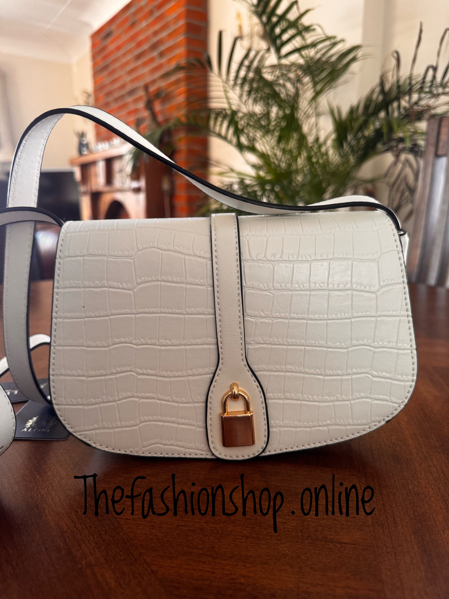 Claire Croc Saddle Bag in White