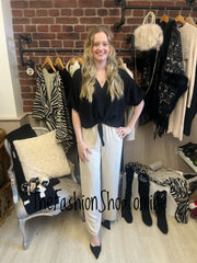 Isabella black tie front top 12-16