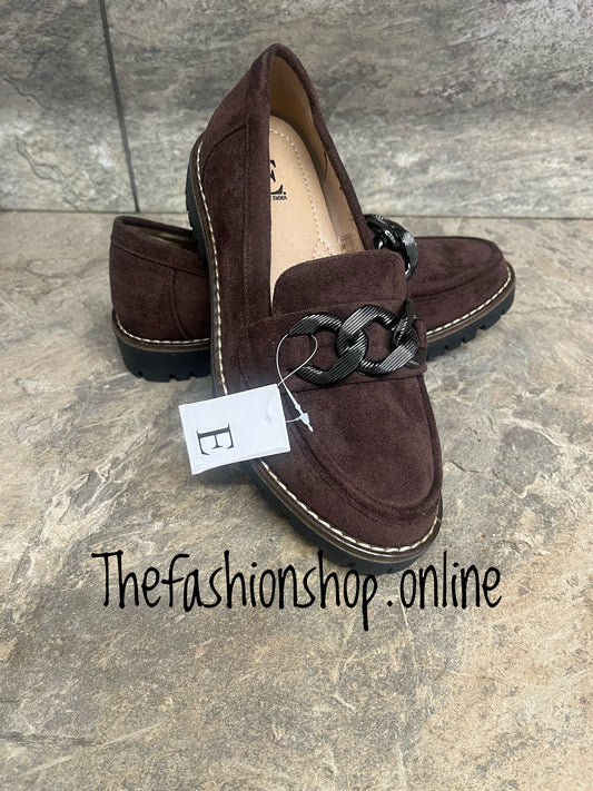 Adeline chocolate brown chain loafer sizes 4-8