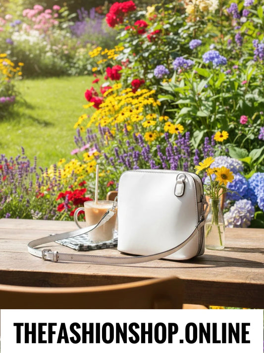 White chic bag with long shoulder strap