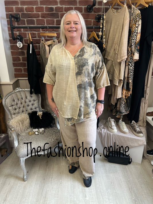 Gabrielle beige floral and lace co-ord 14-18