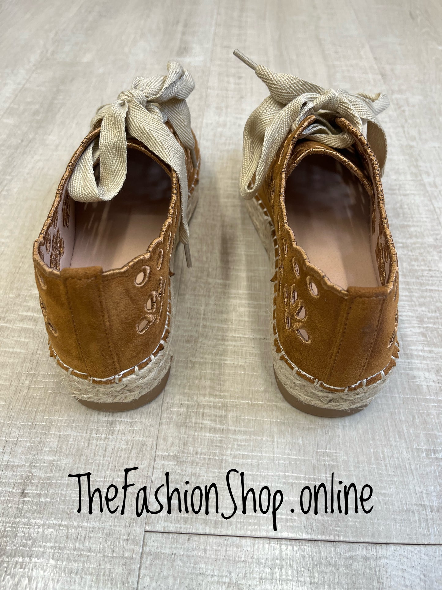 Cally camel cut out espadrille trainers sizes 3-8 (36-41)