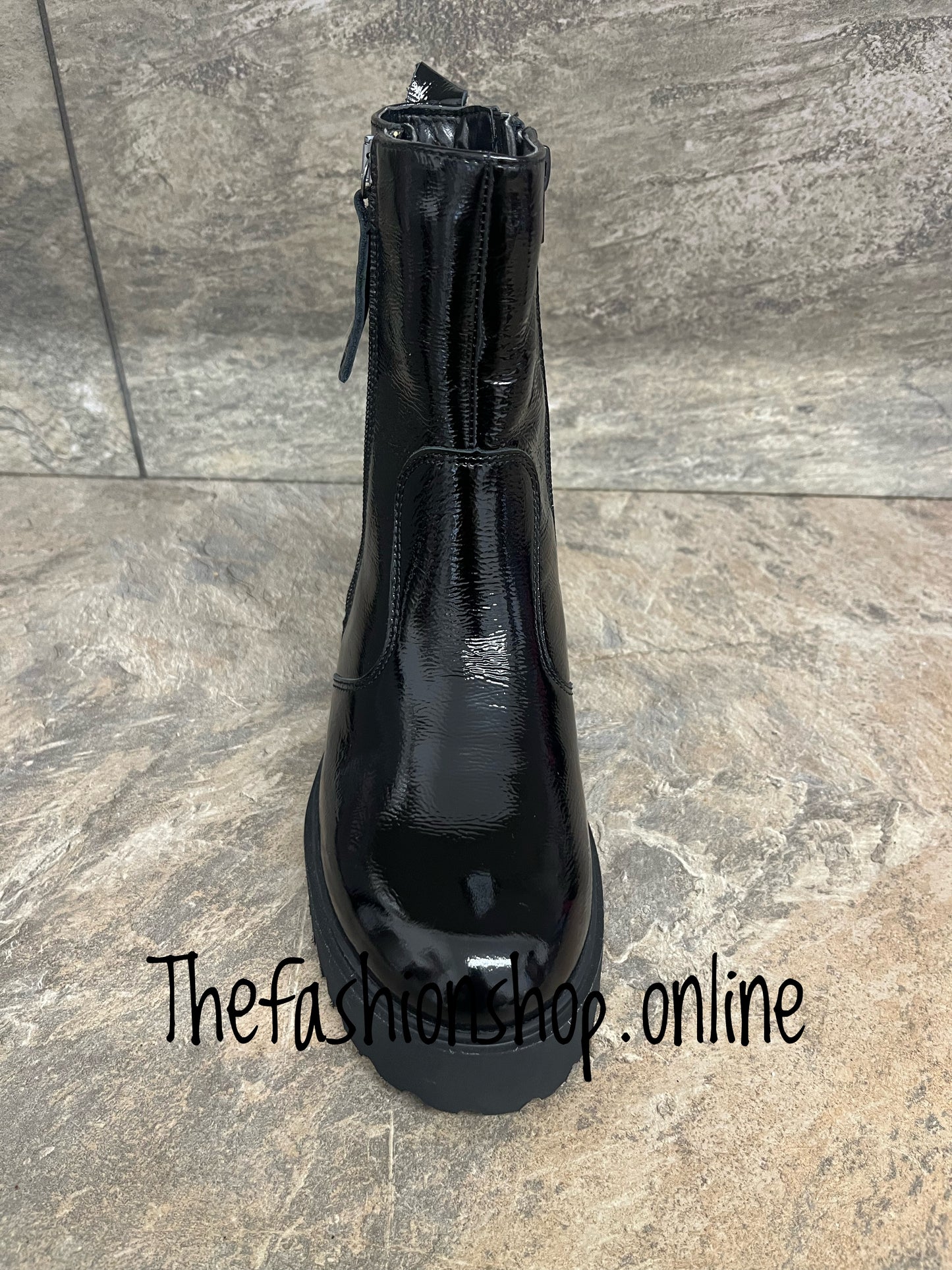 Waldlaufer Nira black patent leather ankle boot sizes 4-8