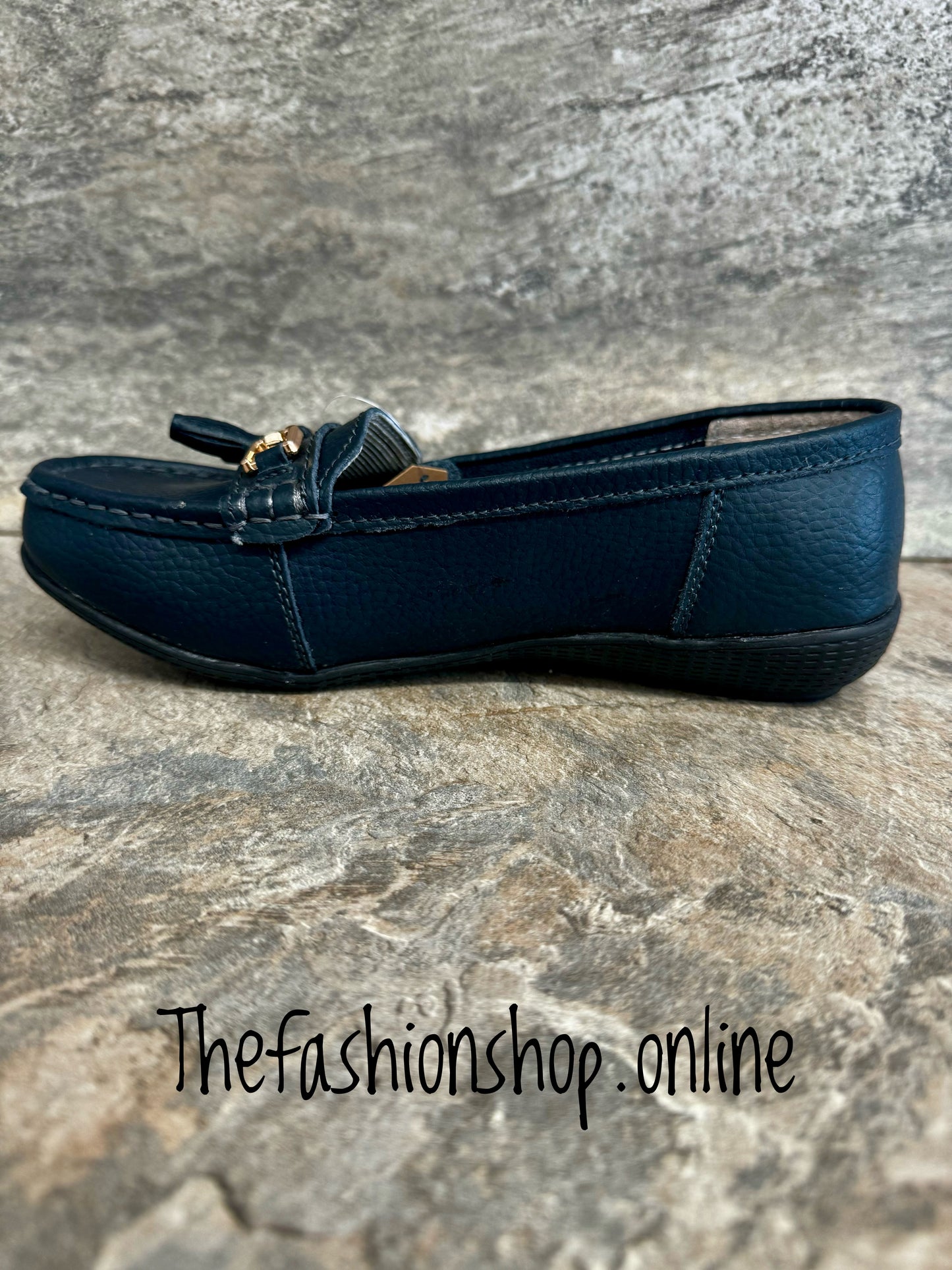 Jo & Joe Nautical wide fit dark navy leather loafer sizes 4-8