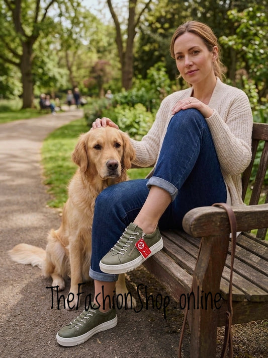 Rieker green leather trainers sizes 4-9 (37-43)