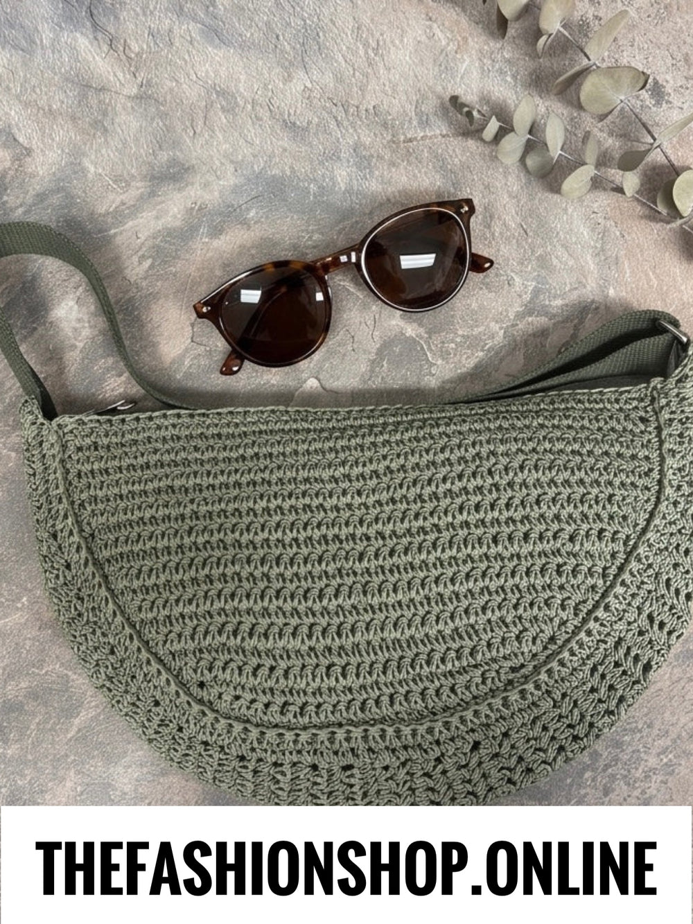 Santiago khaki raffia crossbody bag