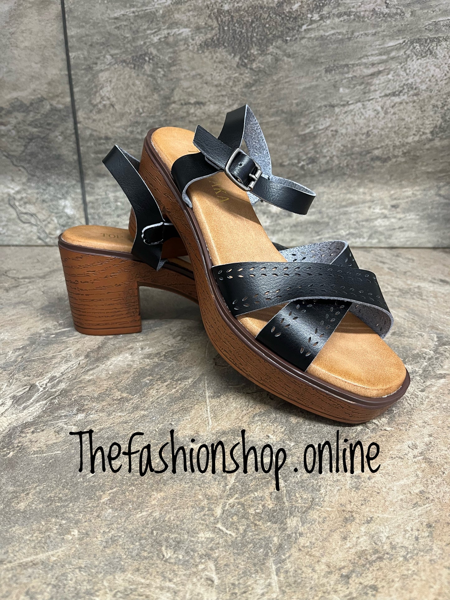 Sandy black block heel sandal sizes 3-8 (36-41)