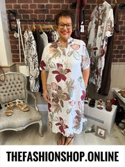 Wilma white floral linen dress 12-18