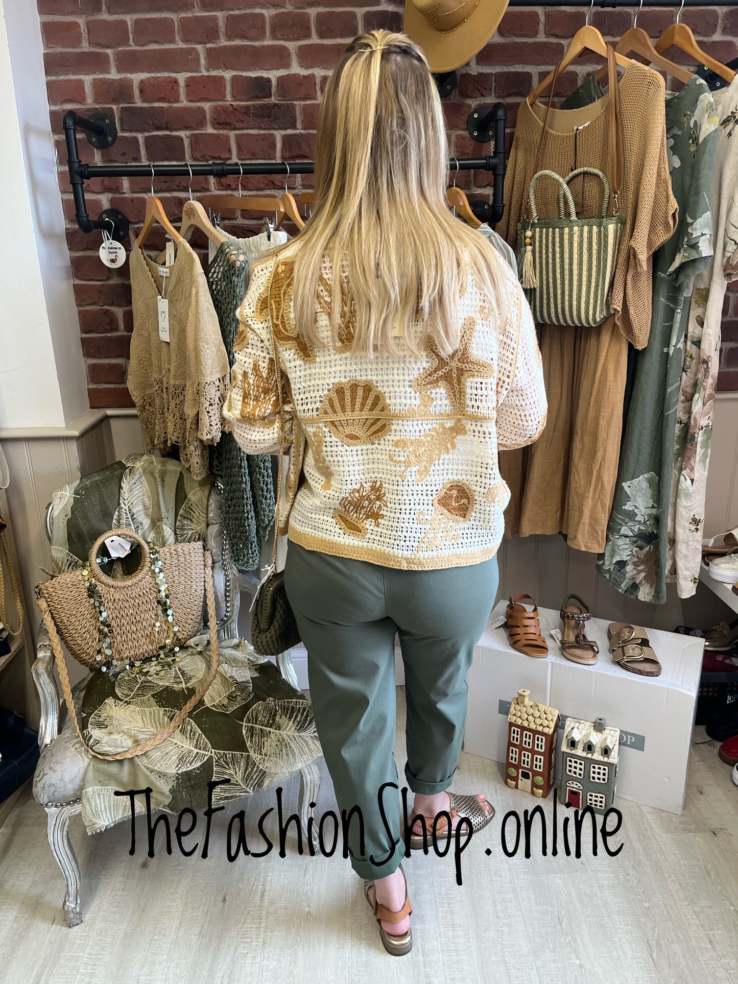 Molly camel crochet sealife layering top 8-14