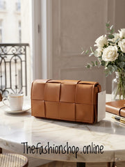Tan small woven bag