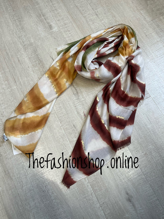 Foiled zebra striped scarf