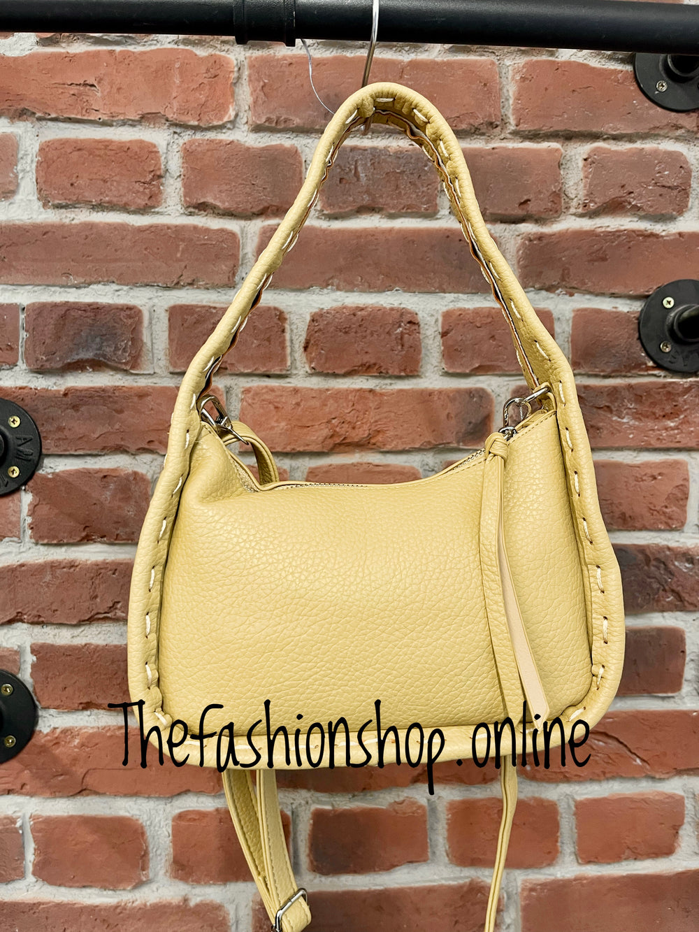 Small soft olive bag with stitch detail
