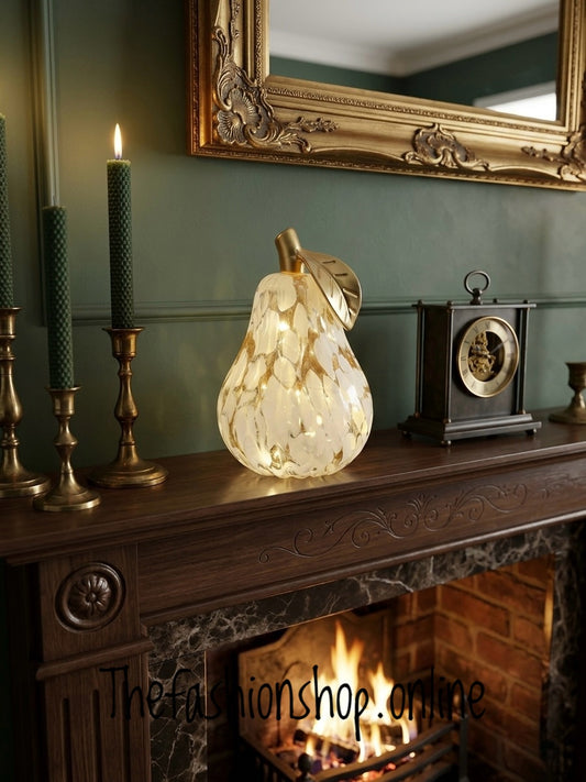 Diamond Cut LED Pear in Mottle Amber