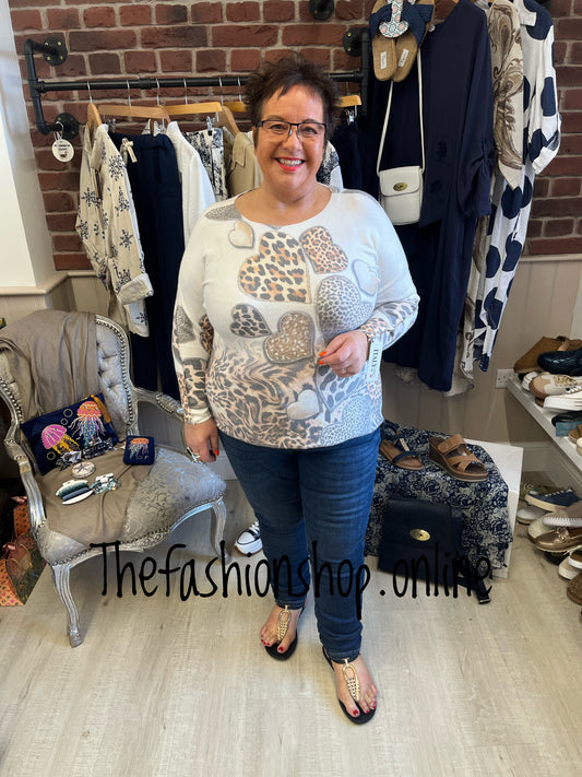 Tia leopard hearts jumper 14-22