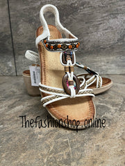 Jo & Joe white Trinidad wedge sandals sizes 4-8 (37-41)
