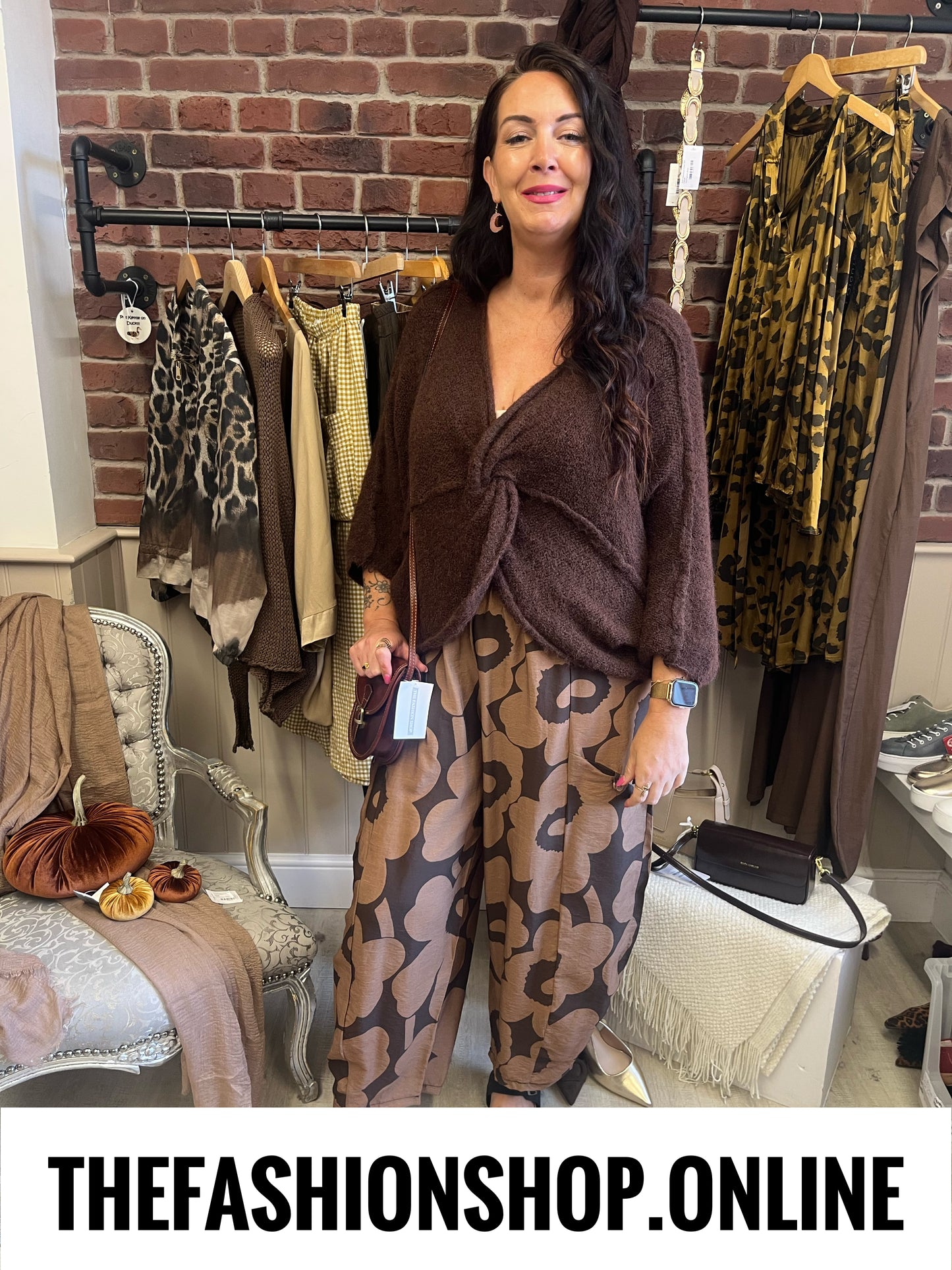 Evelyn brown twist front wool mix jumper 10-18