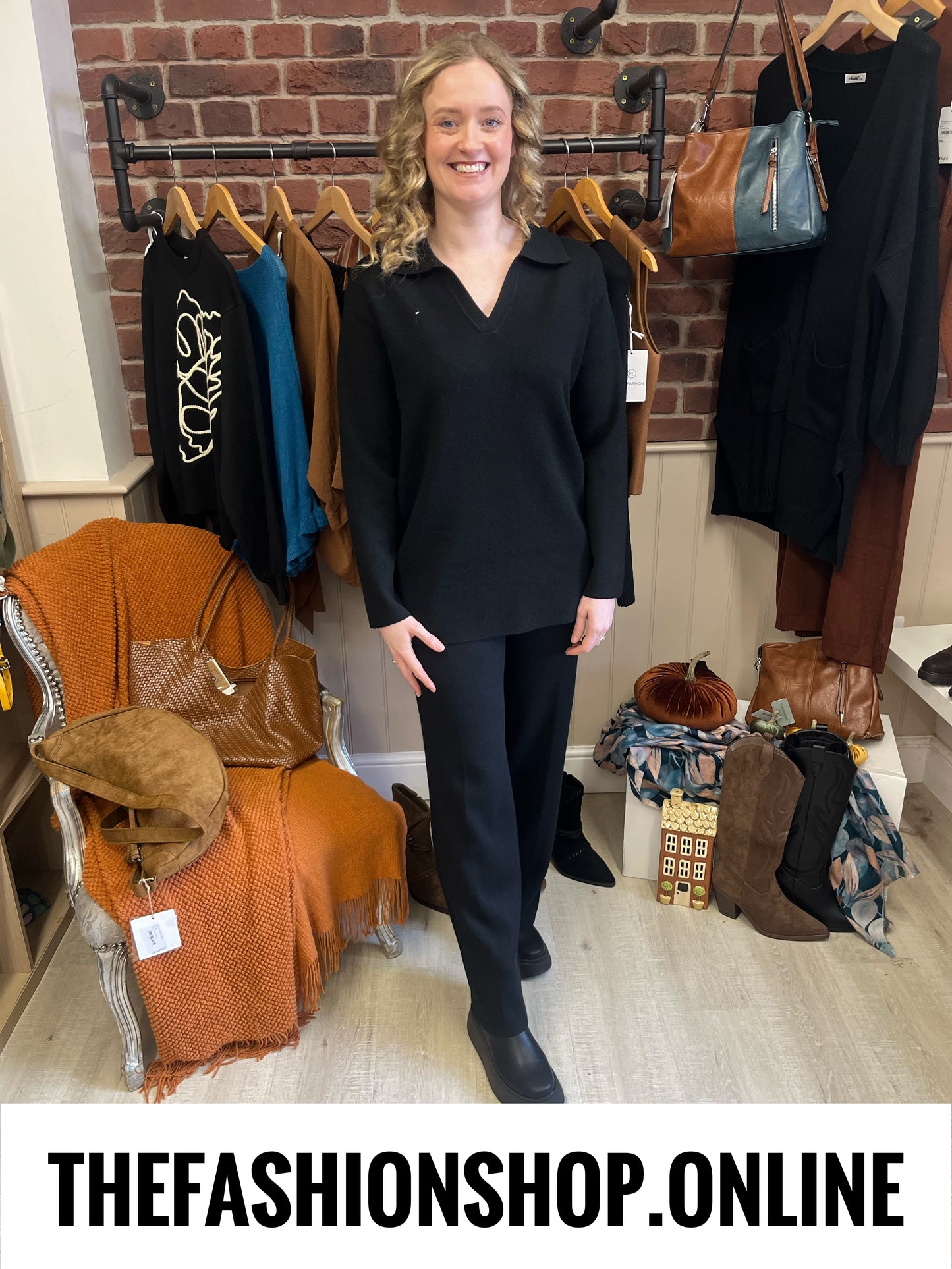 Emily black cashmere mix co-ord 10-16