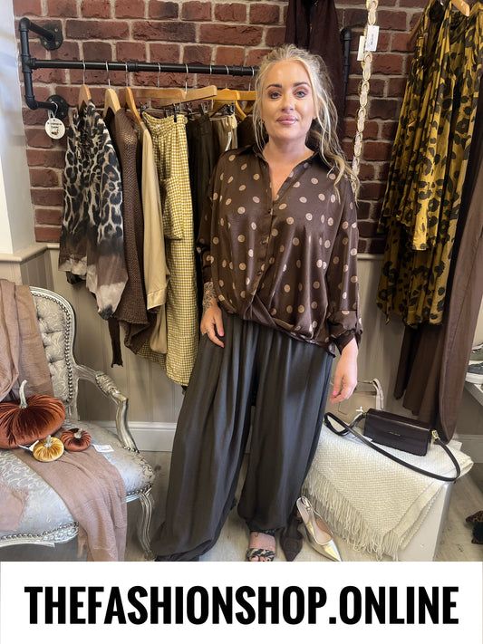 Lizzy brown spot blouse 12-16