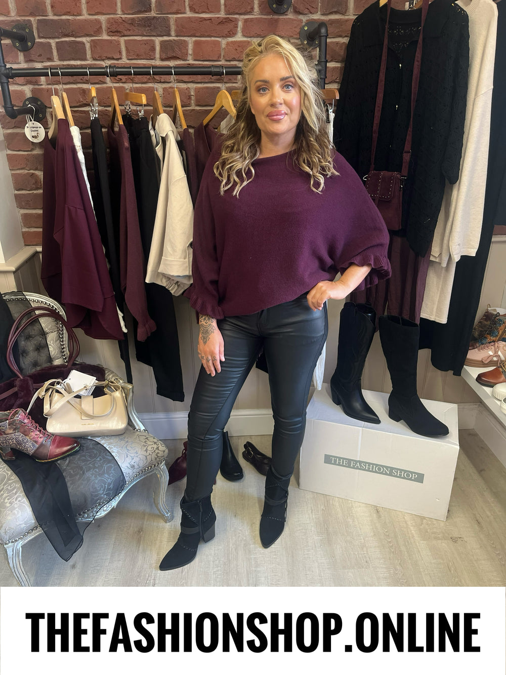 Zara mulberry frill sleeve jumper 10-16