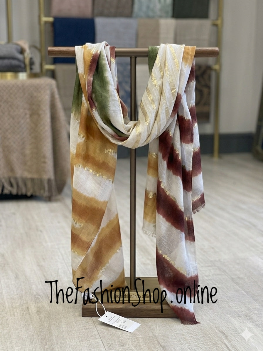 Foiled zebra striped scarf