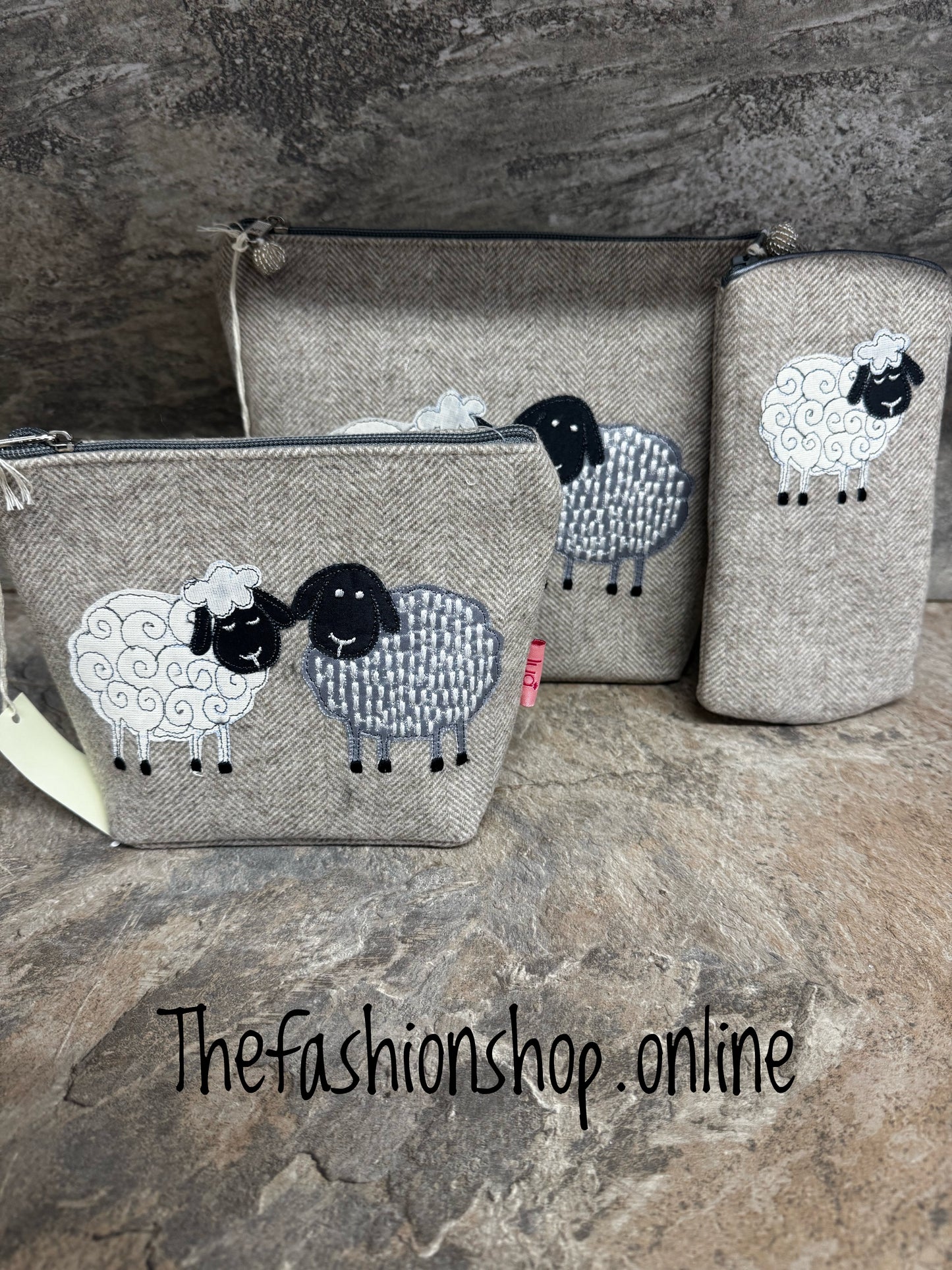 Lua medium herringbone sheep cosmetic purse