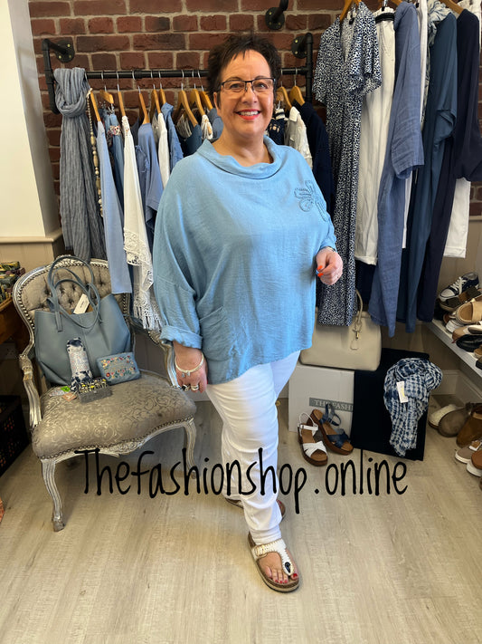 Sally denim blue flower top 14-20