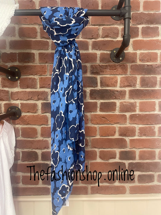 Shades of blue floral scarf