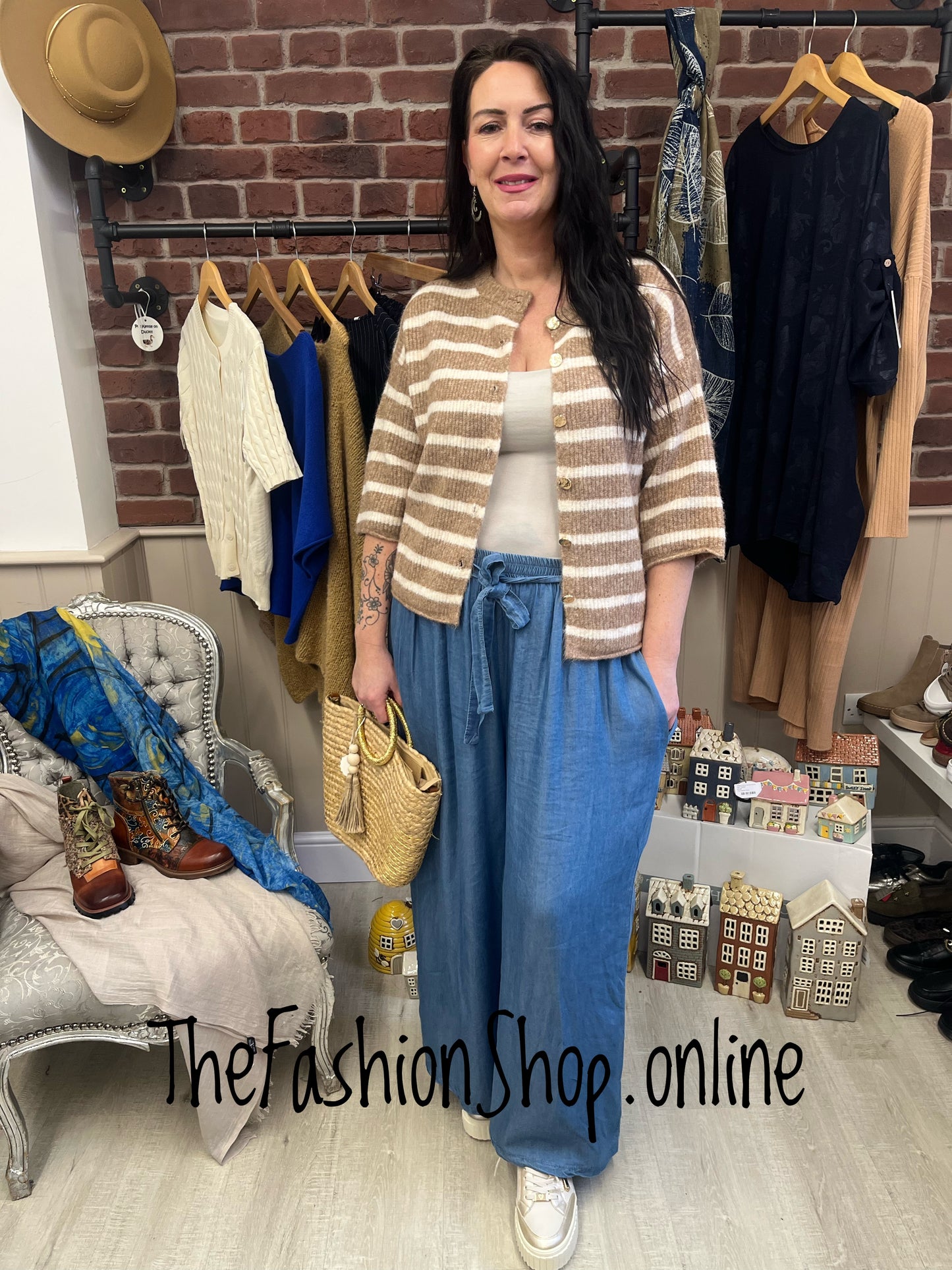 Nina camel striped wool mix cardigan sizes 8-12 and 14-16