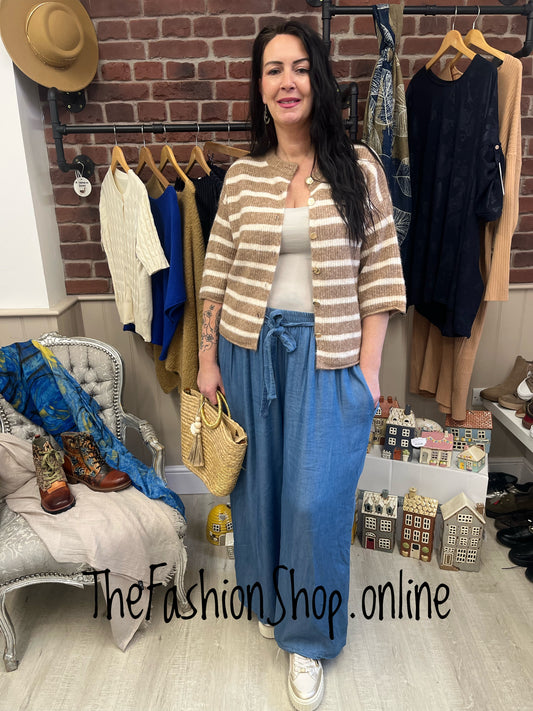 Nina camel striped wool mix cardigan sizes 8-12 and 14-16