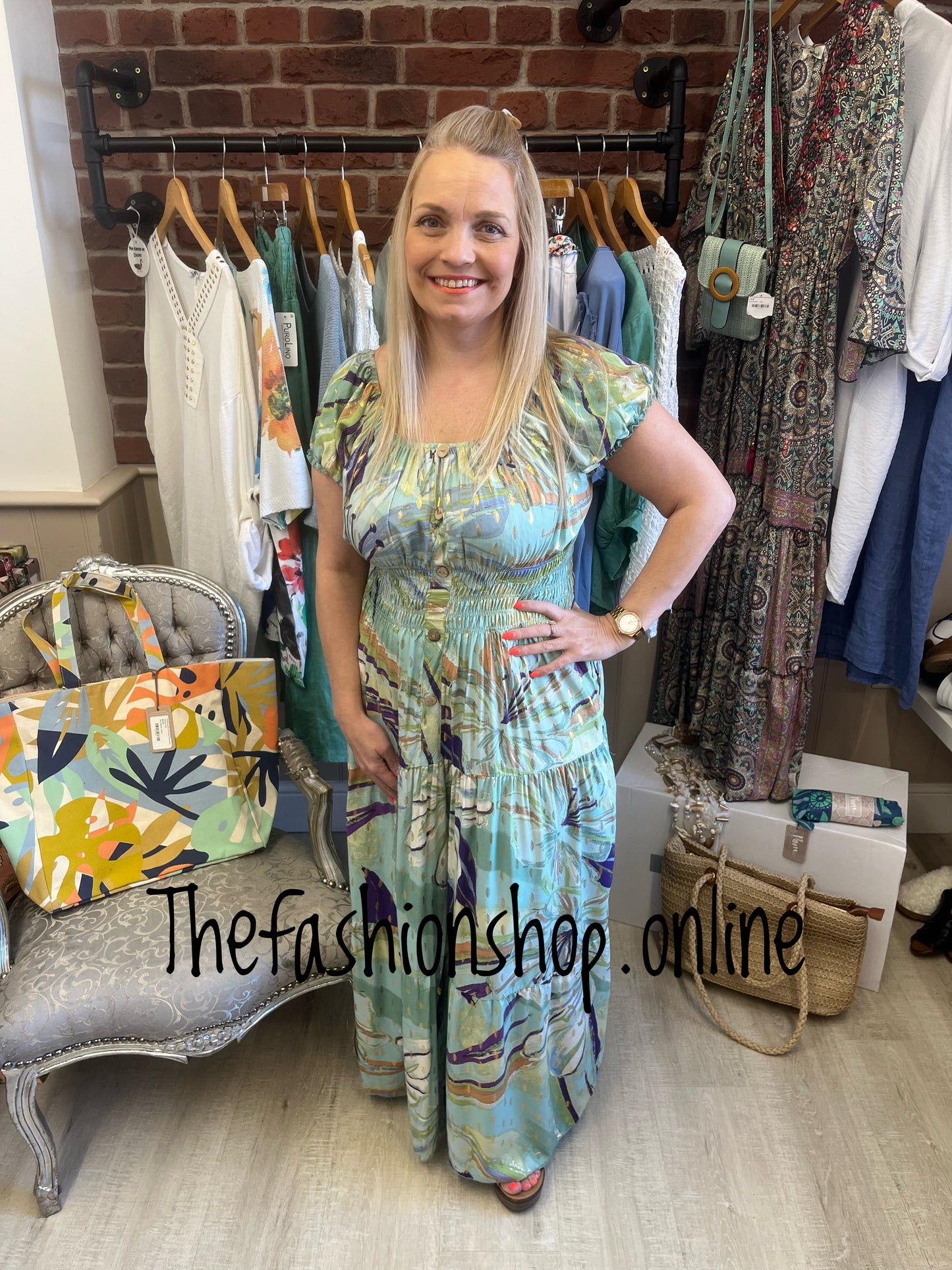 Lillie green with purple gypsy maxi dress 8-18