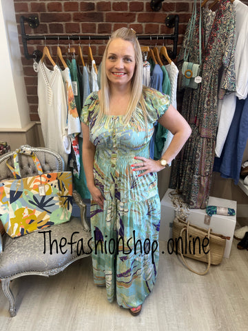 Lillie green with purple gypsy maxi dress 8-18