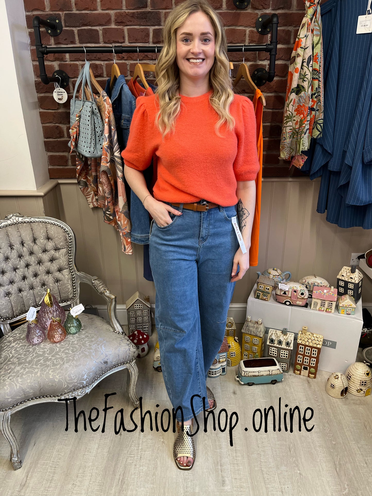Lily orange wool mix top 8-14