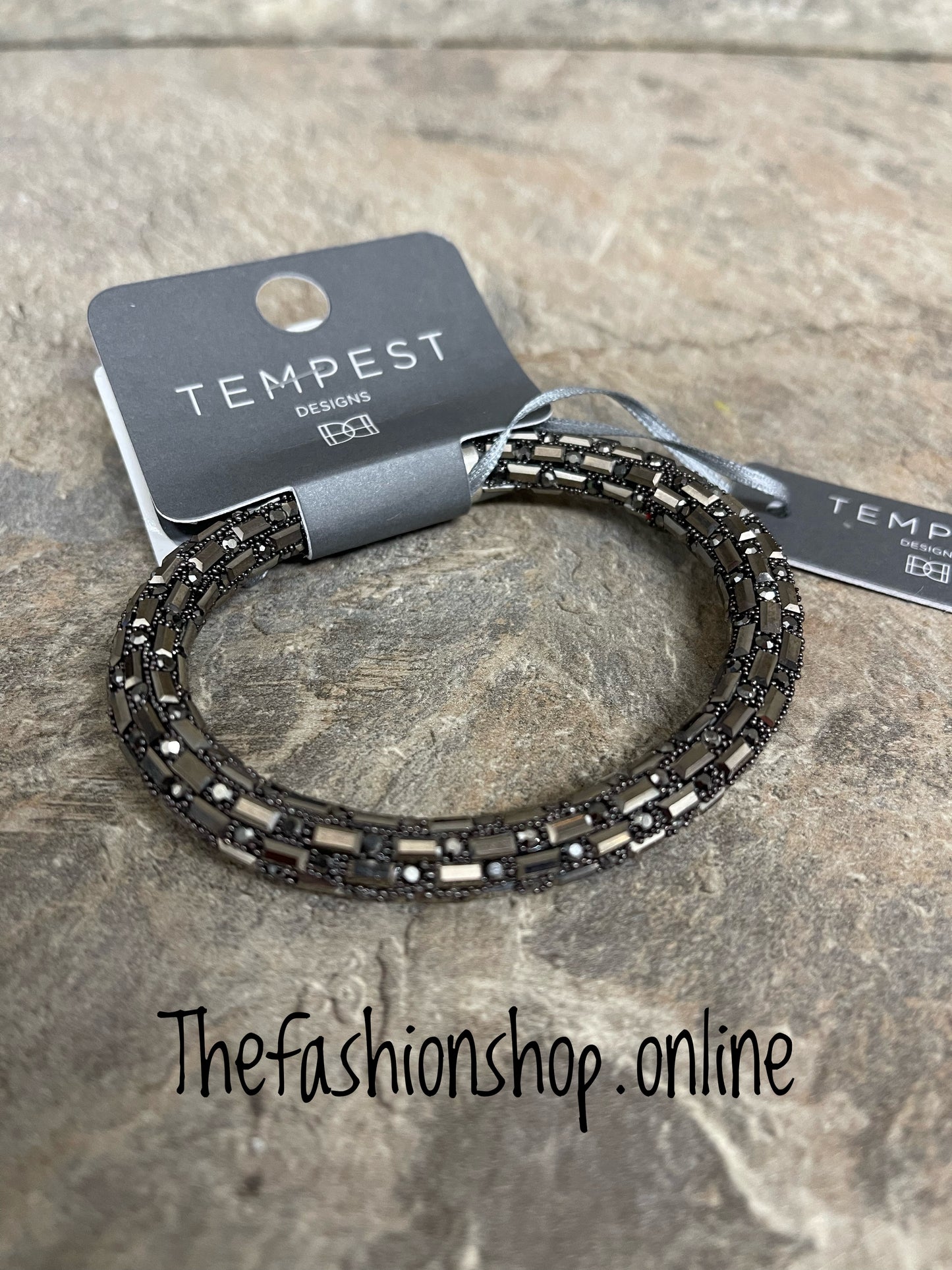 Sarah Tempest grey baguette bracelet with magnetic clasp