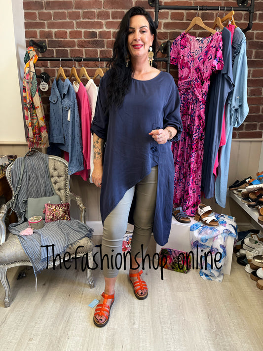 Rosie navy blue funky hem tunic 12-18
