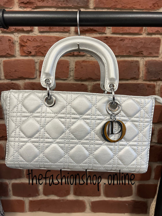 Silver quilted oblong bag