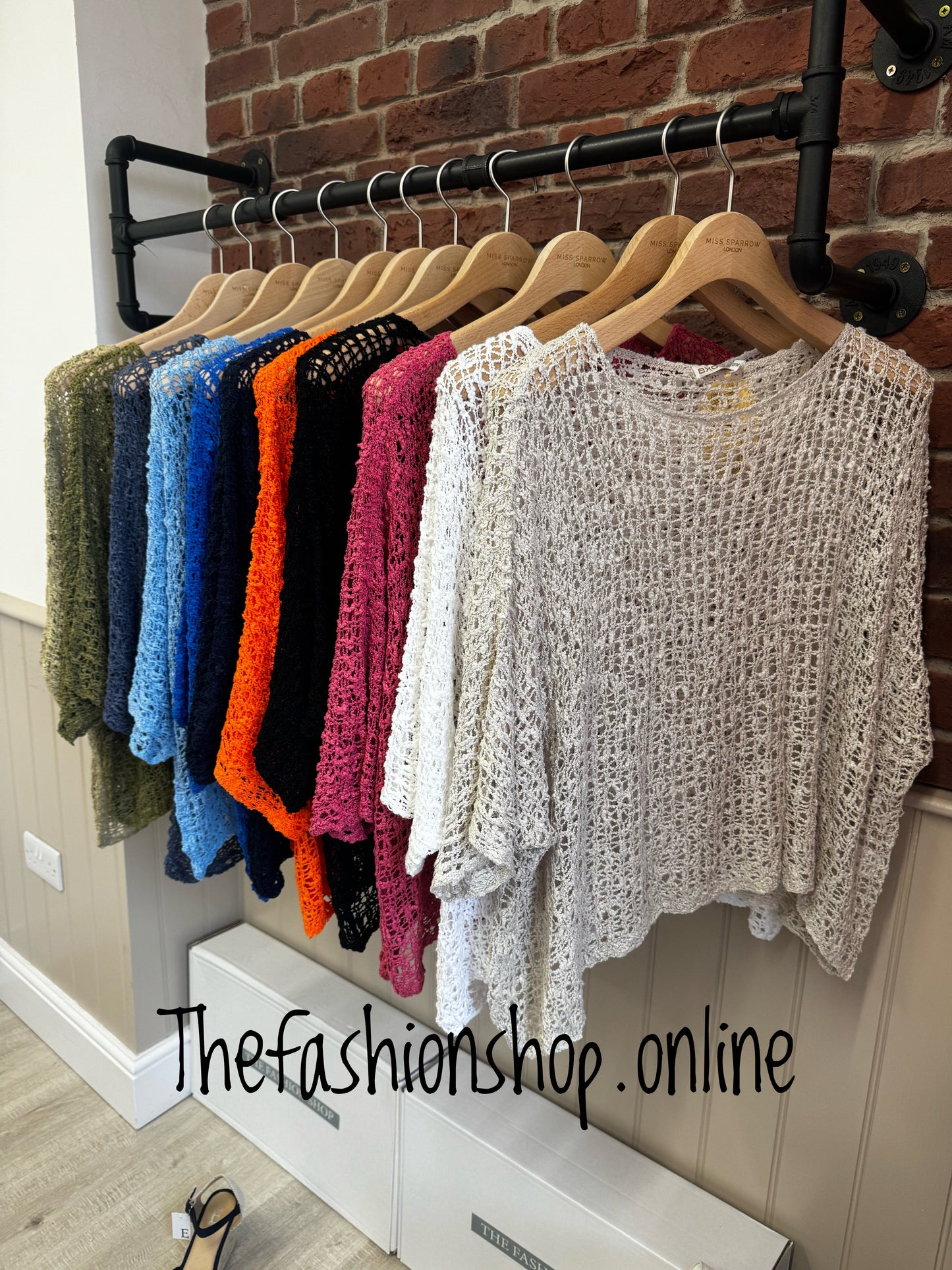 Cream popcorn open knit top 10-20