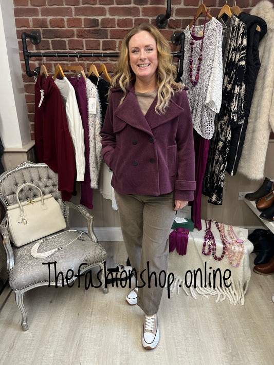 Katie magenta double breasted jacket 8-12 and 14-16
