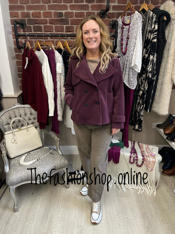 Katie magenta double breasted jacket 8-12 and 14-16