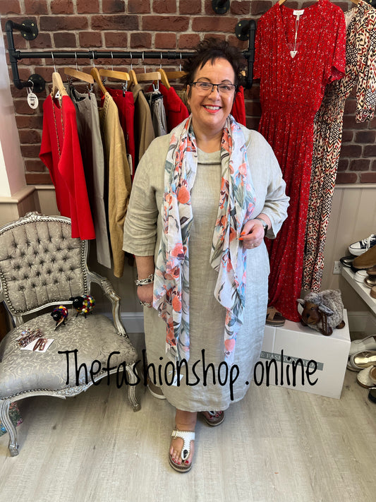 Evelyn beige linen cocoon dress 16-22