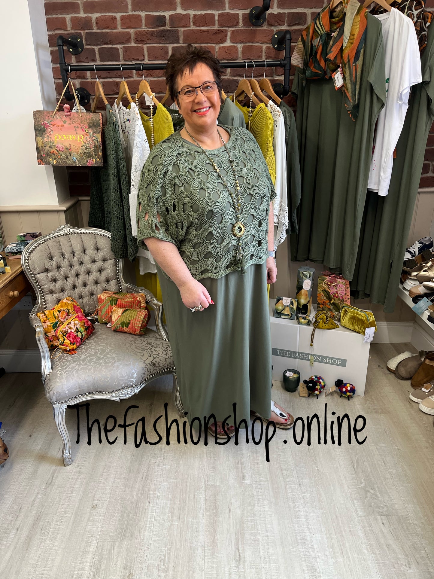 Rochelle khaki crochet top 8-20
