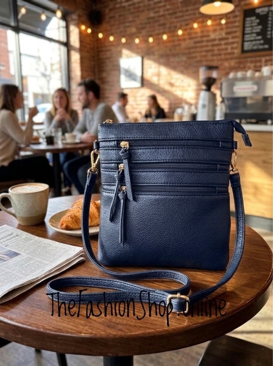 Maxine navy multi pocket messenger bag