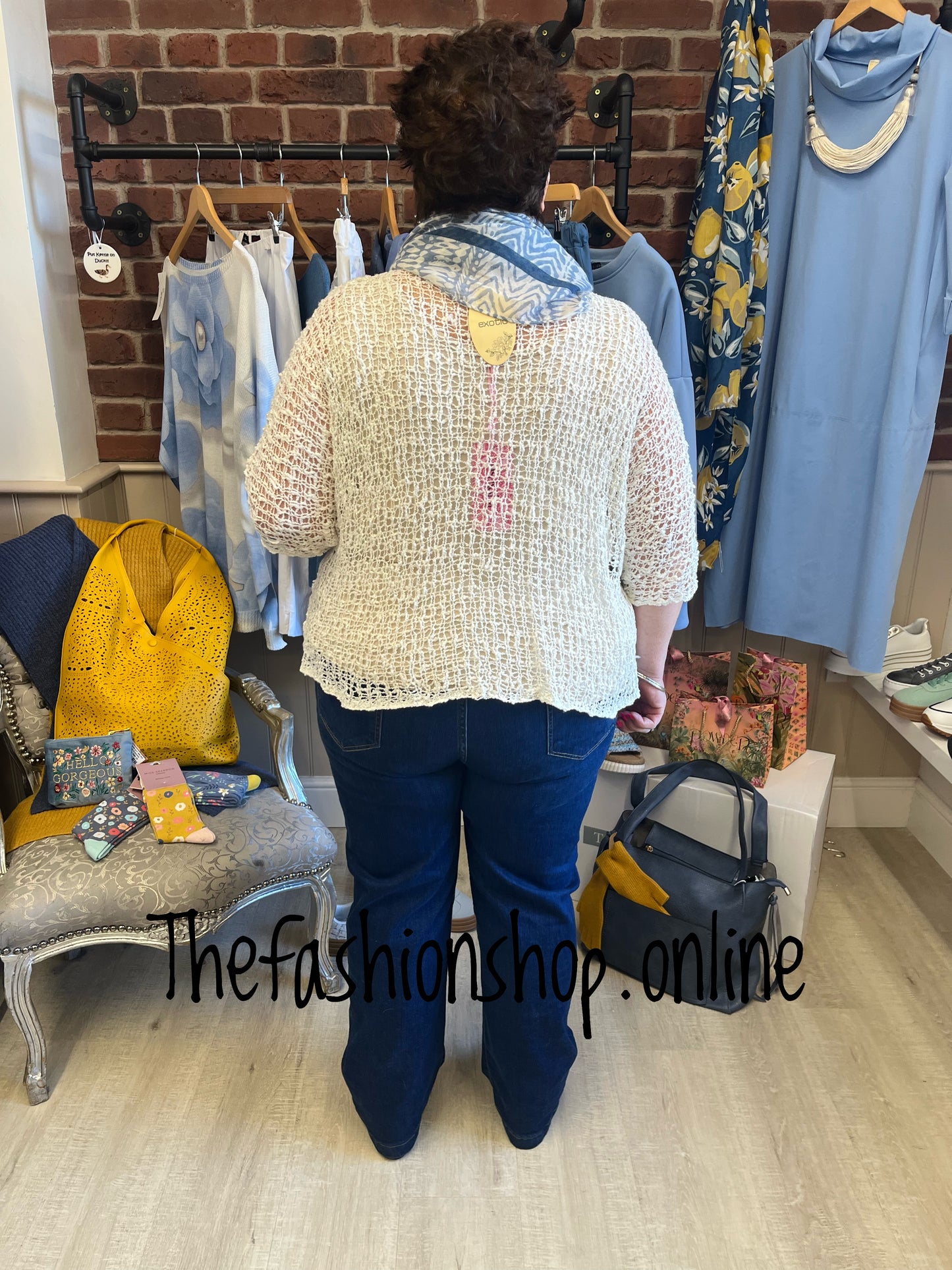 Cream popcorn open knit top 10-20