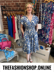 Harmony Blue Riviera Midi V Neck Dress 10-18