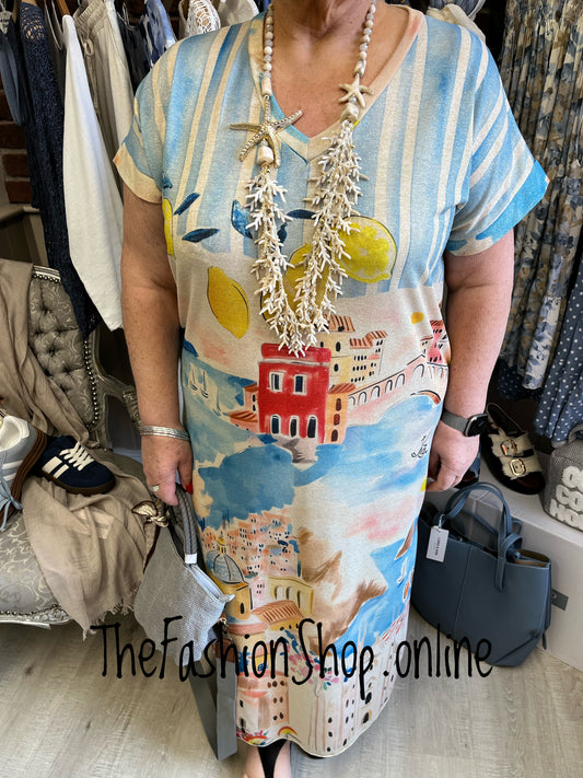 Helen blue coastal summer dress 12-18