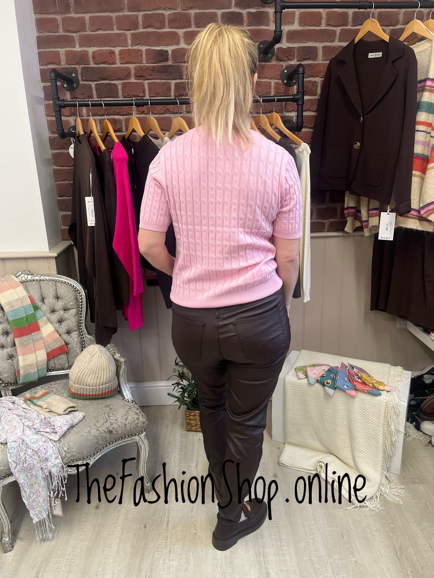 Bella pink cable knit top 8-16