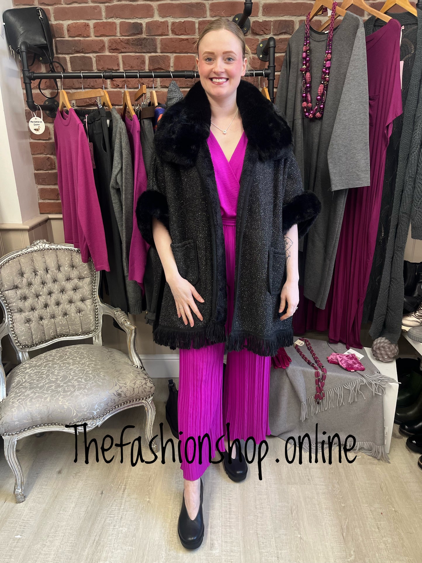 Magenta pleated jumpsuit 10-16