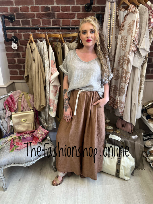 Molly stone linen mix top 10-18