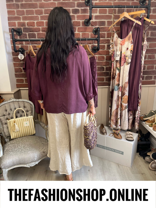 Harriett mulberry tie front shrug 12-22