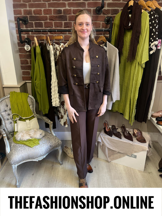 Kimberley brown faux suede military jacket 12-18