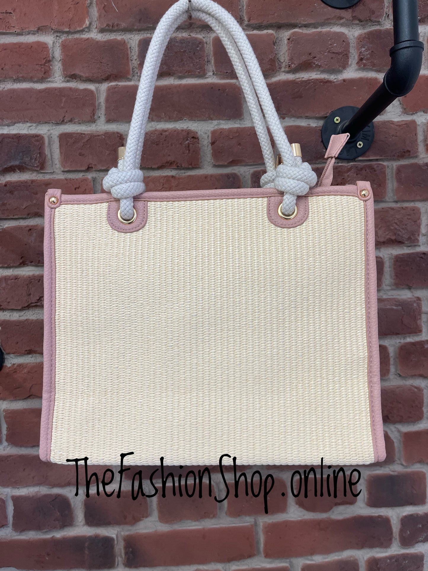 Milan Summer Bag in Cream with Pink